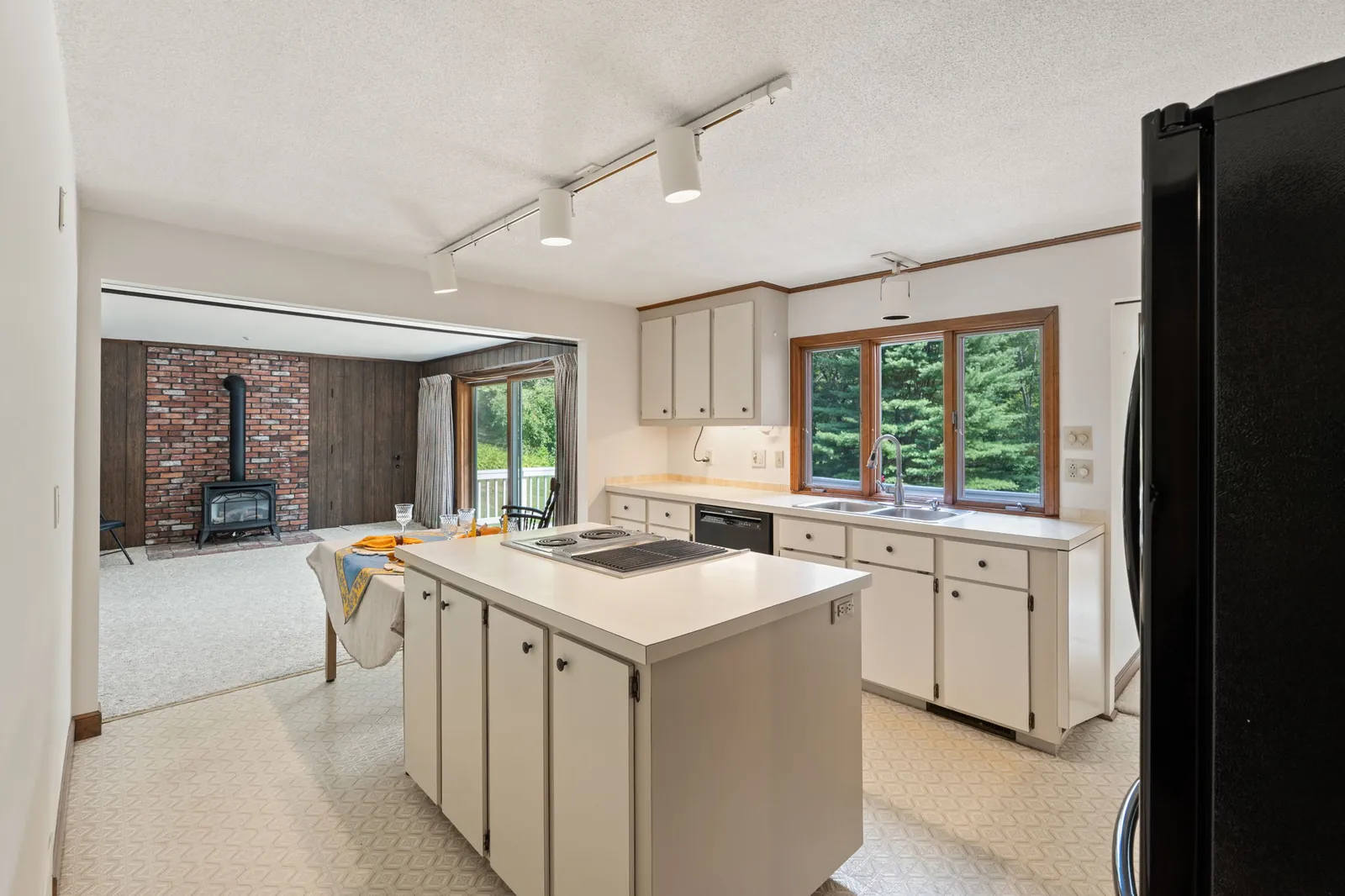 Kitchen island and appliances in an Andover, MA home