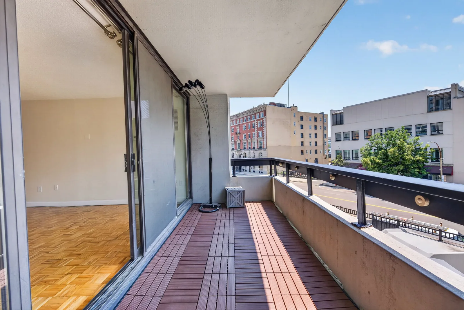 Private balcony overlooking Commonwealth Ave in Boston, MA