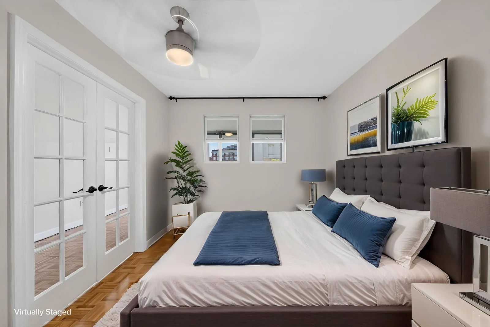 Virtually staged bedroom in a condo on Commonwealth Ave in Boston, MA